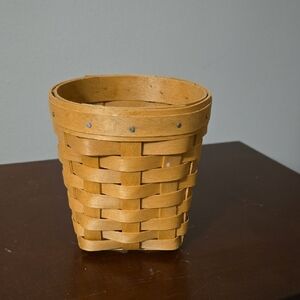 Longaberger Handmade Woven Tan Basket 4.5 Inches
